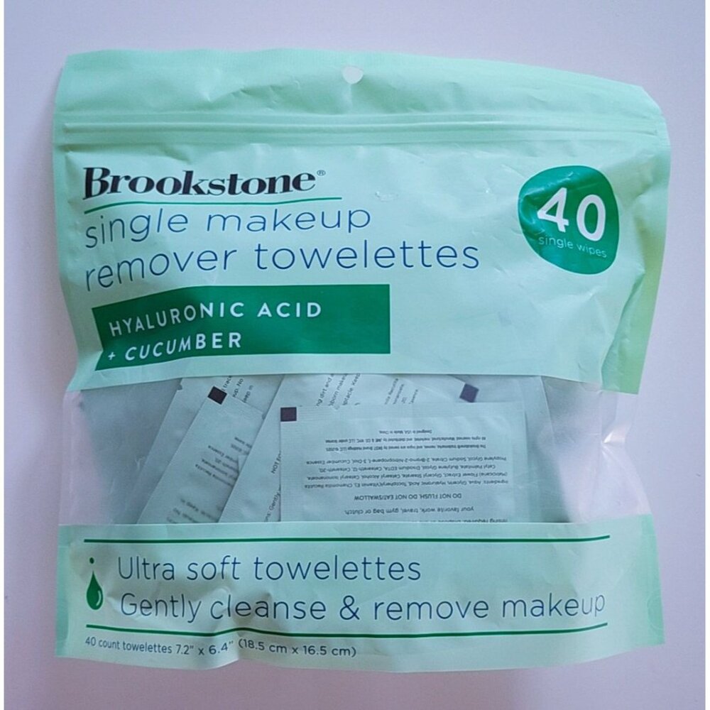 Brookstone Hyaluronic Acid + Cucumber Makeup Remover Towelettes – 40 Towelettes